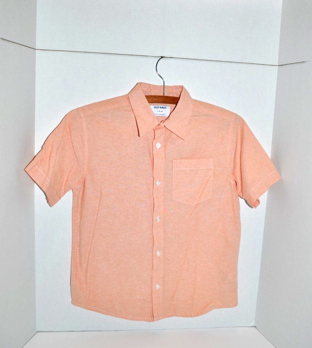Old Navy Boys Pale Pink Short Sleeve Oxford Button Down Shirt L 10-12 - Picture 3 of 8